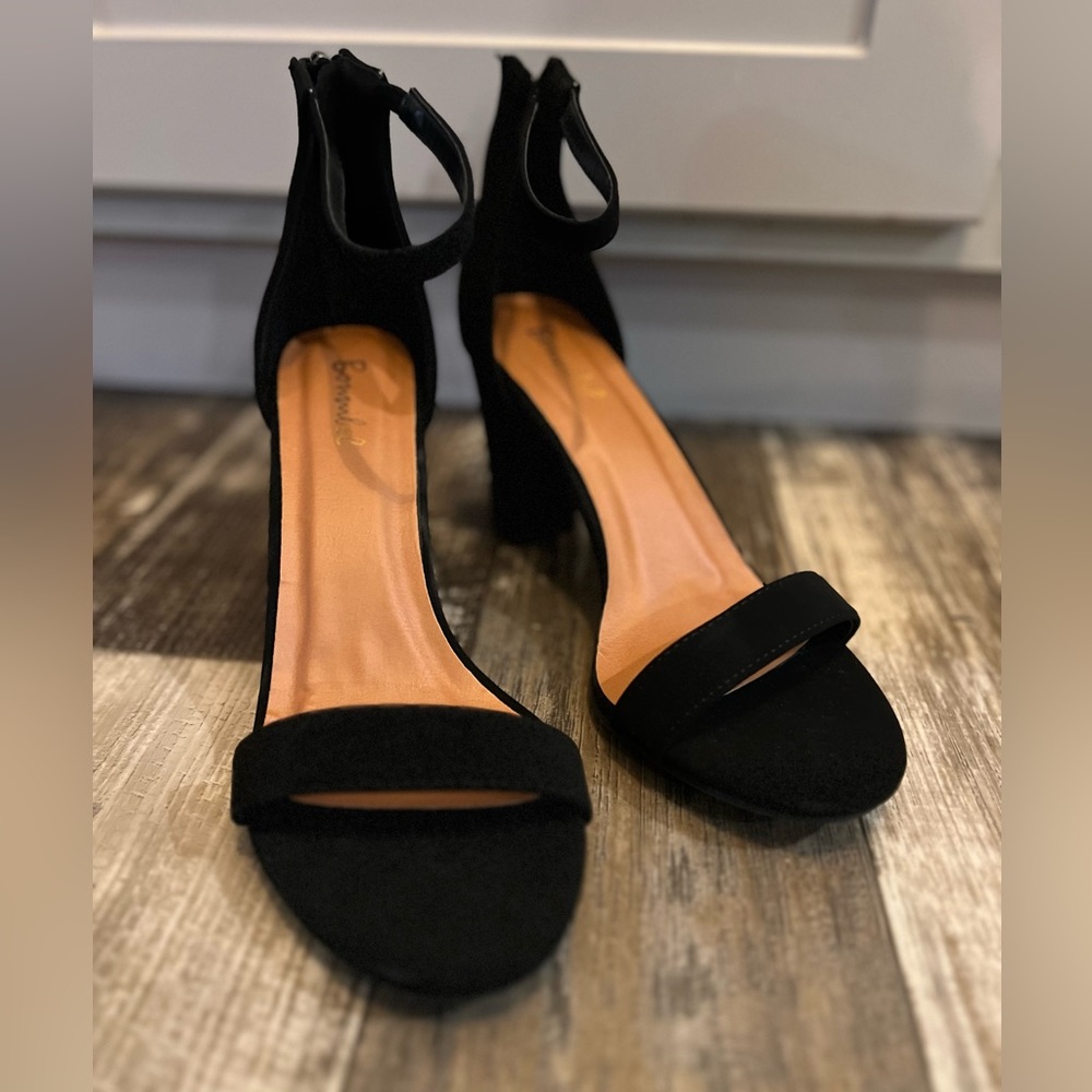 Black Velveteen Heels